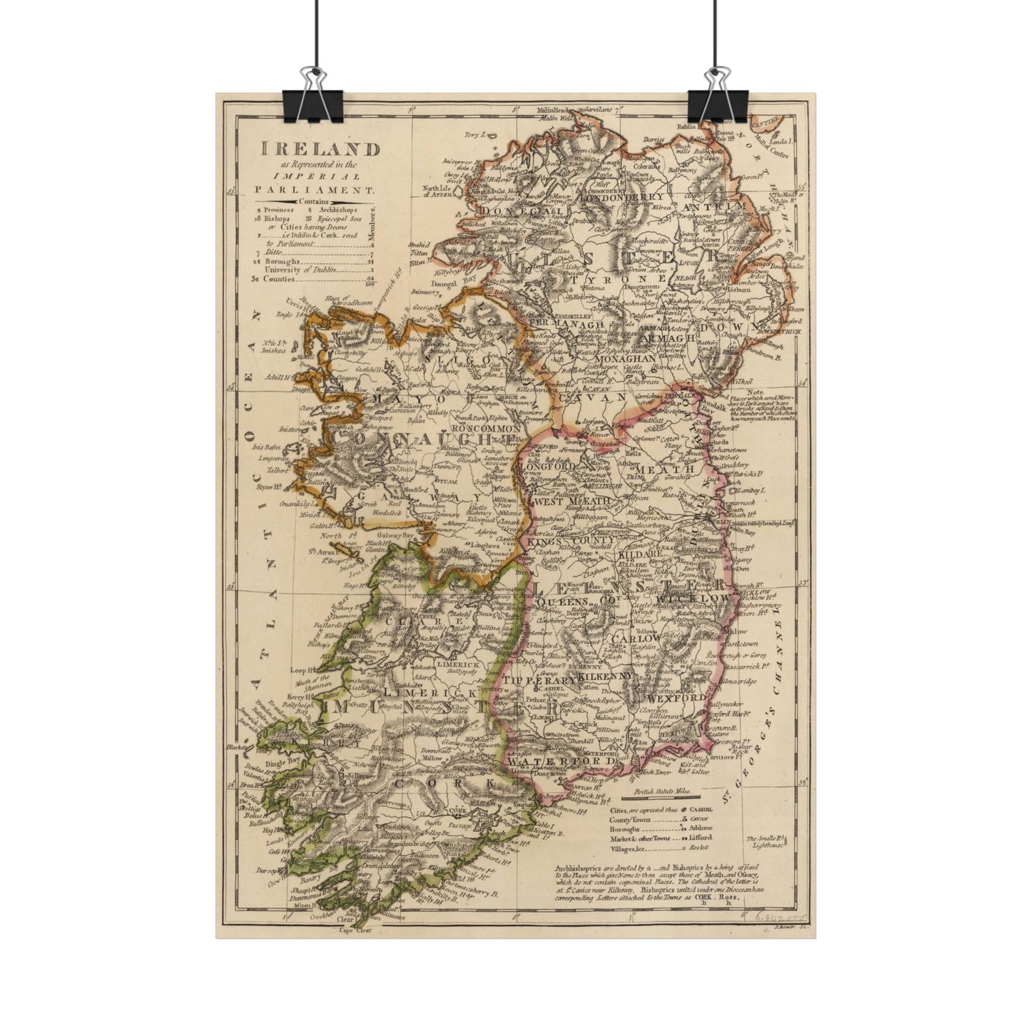 Antique Map of Ireland (1818) — Mathew Carey, Philadelphia, Carey's General Atlas