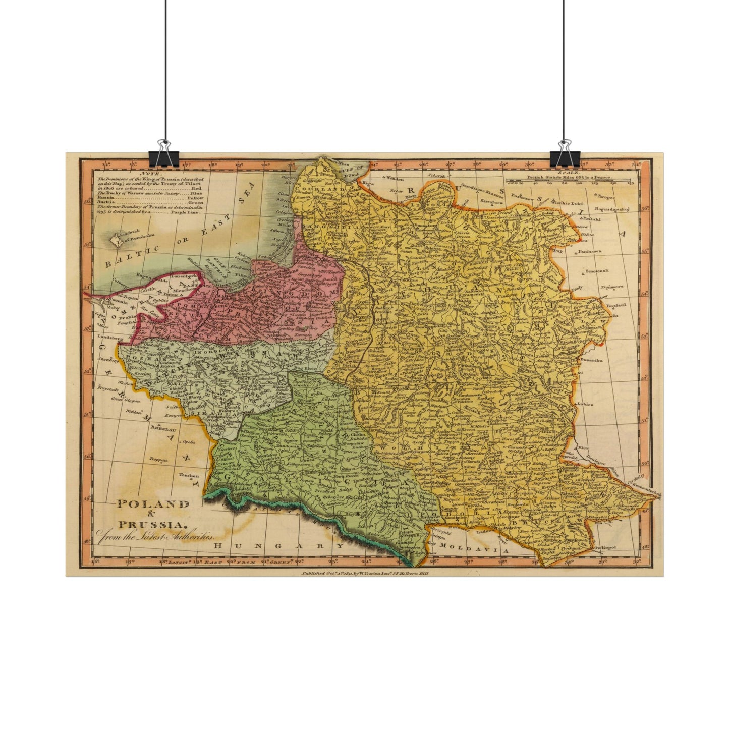Antique Map of Poland & Prussia (1811) — William Darton, Union Atlas, London