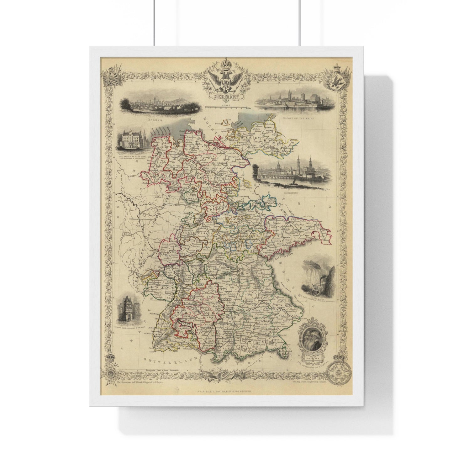 Germany - 1851 Map (Premium Wood Frame)