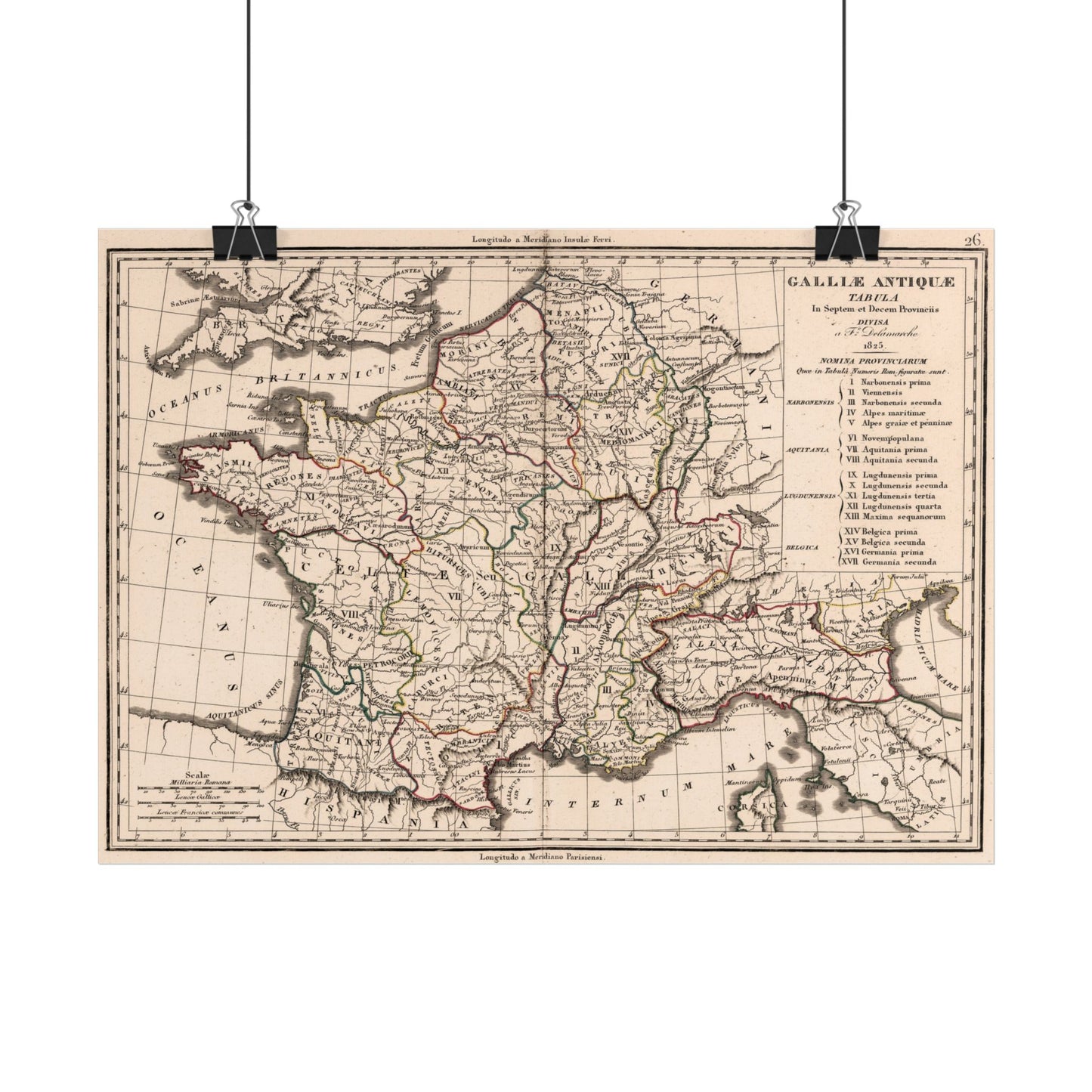 Antique Map of Ancient Gaul (1825) — Félix Delamarche, Galliae Antiquae, Paris