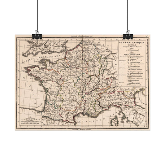 Antique Map of Ancient Gaul (1825) — Félix Delamarche, Galliae Antiquae, Paris