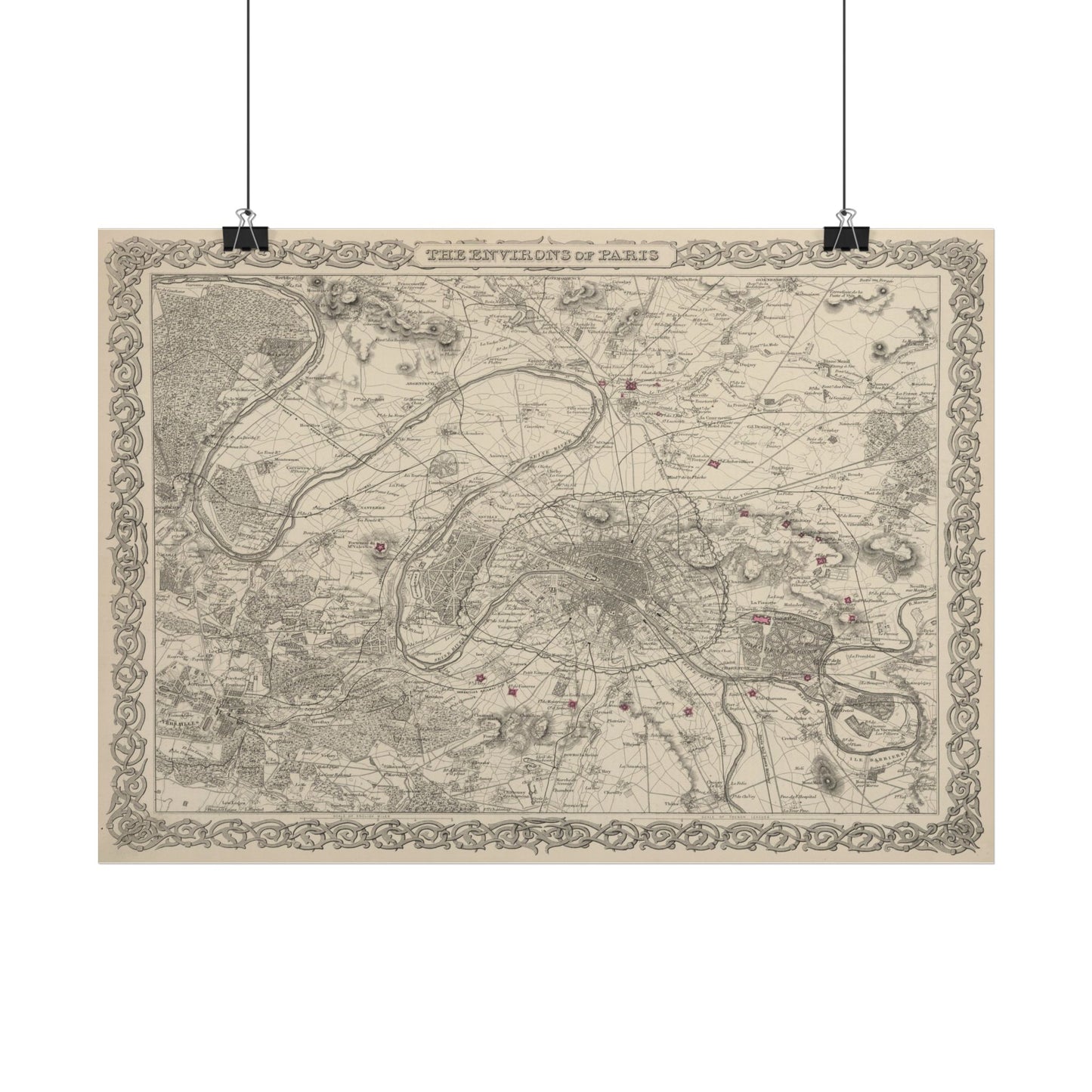 Antique Map of Paris (1886) — G.W. Colton, The Environs of Paris