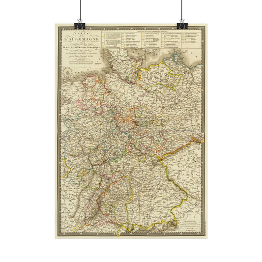 Antique Map of Germany (1827) — Adrien-Hubert Brue, Confederation of the German States
