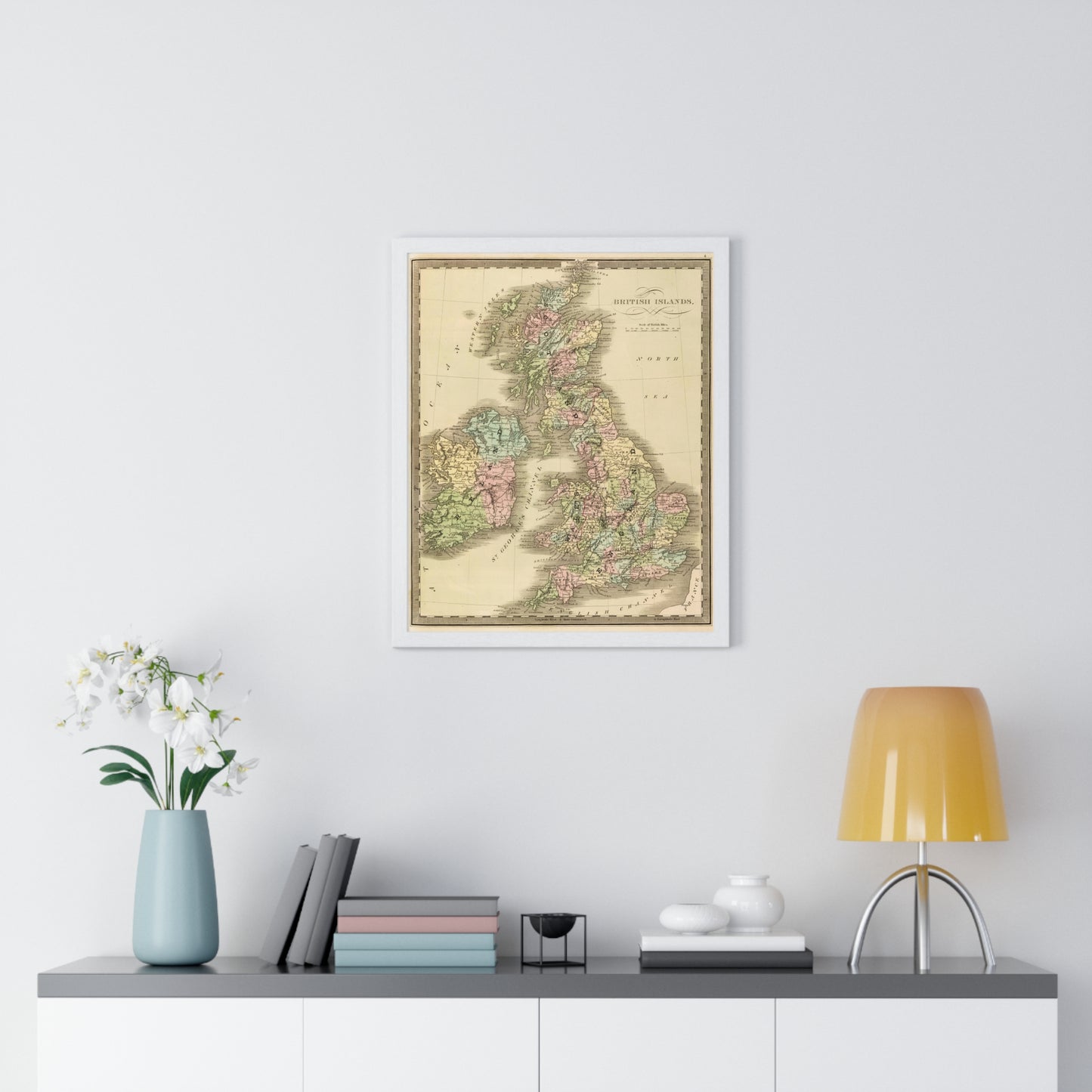 British Islands - 19th Century Map (Premium Wood Frame)