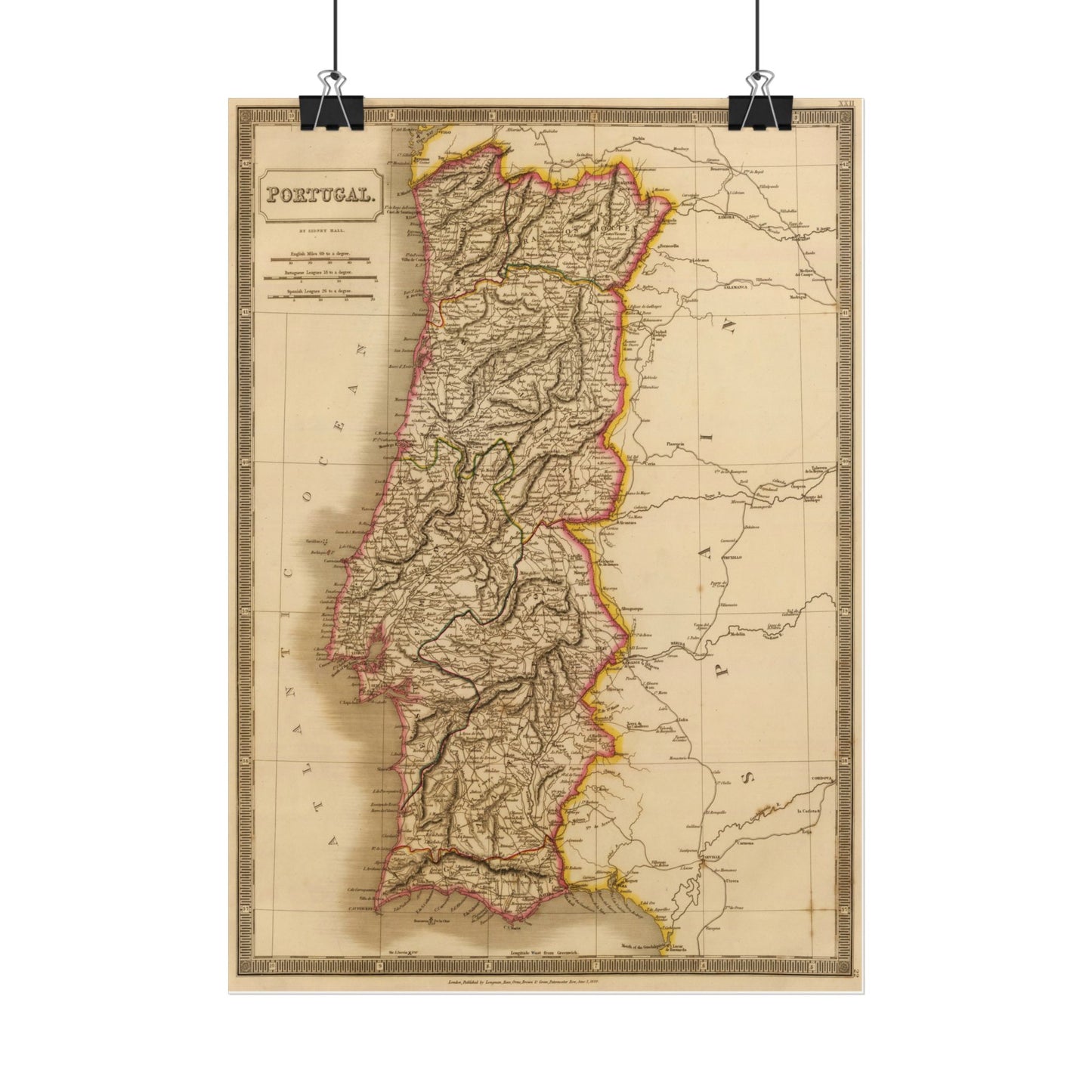 Antique Map of Portugal (1829) — Sidney Hall, A New General Atlas, London