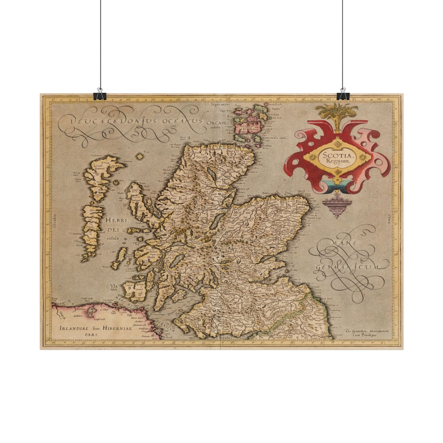 Antique Map of Scotland (1628) — Gerardus Mercator, Scotia Regnum, Early 17th Century