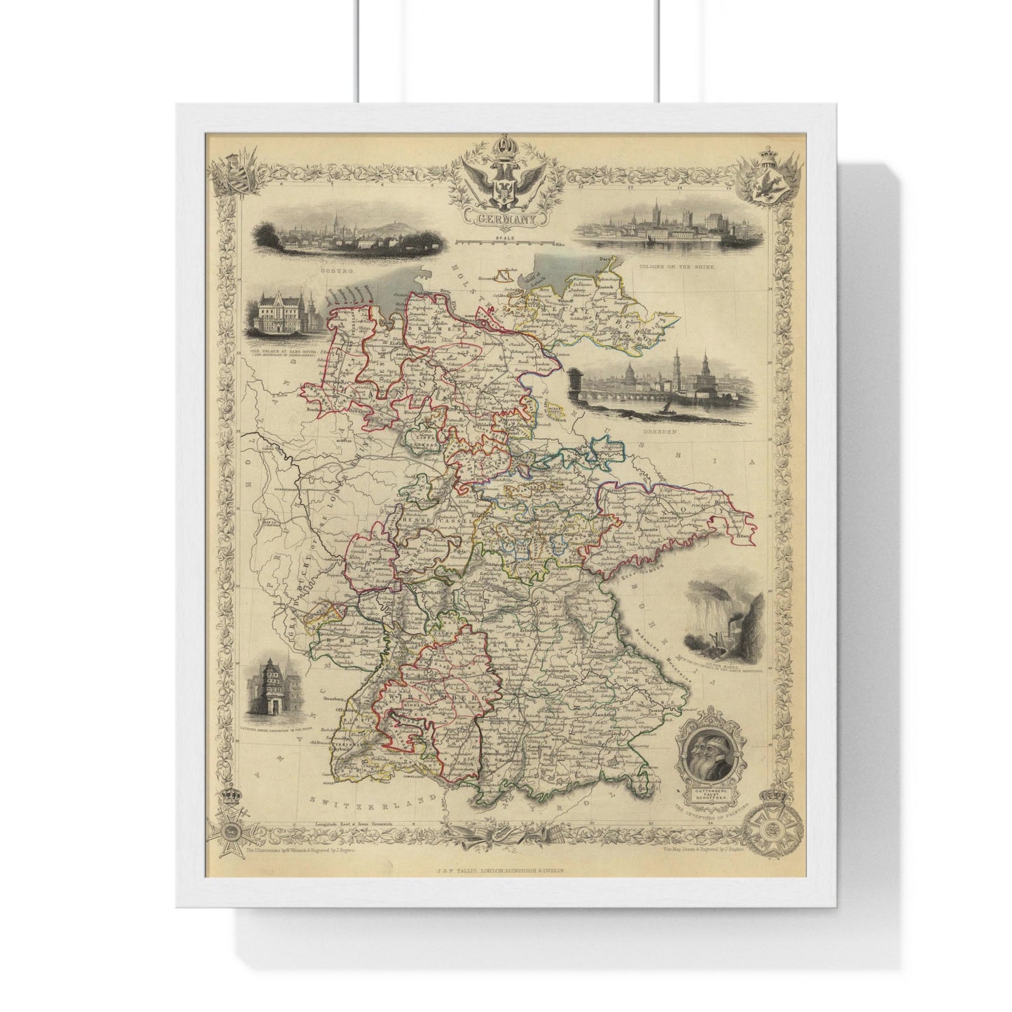 Germany - 1851 Map (Premium Wood Frame)