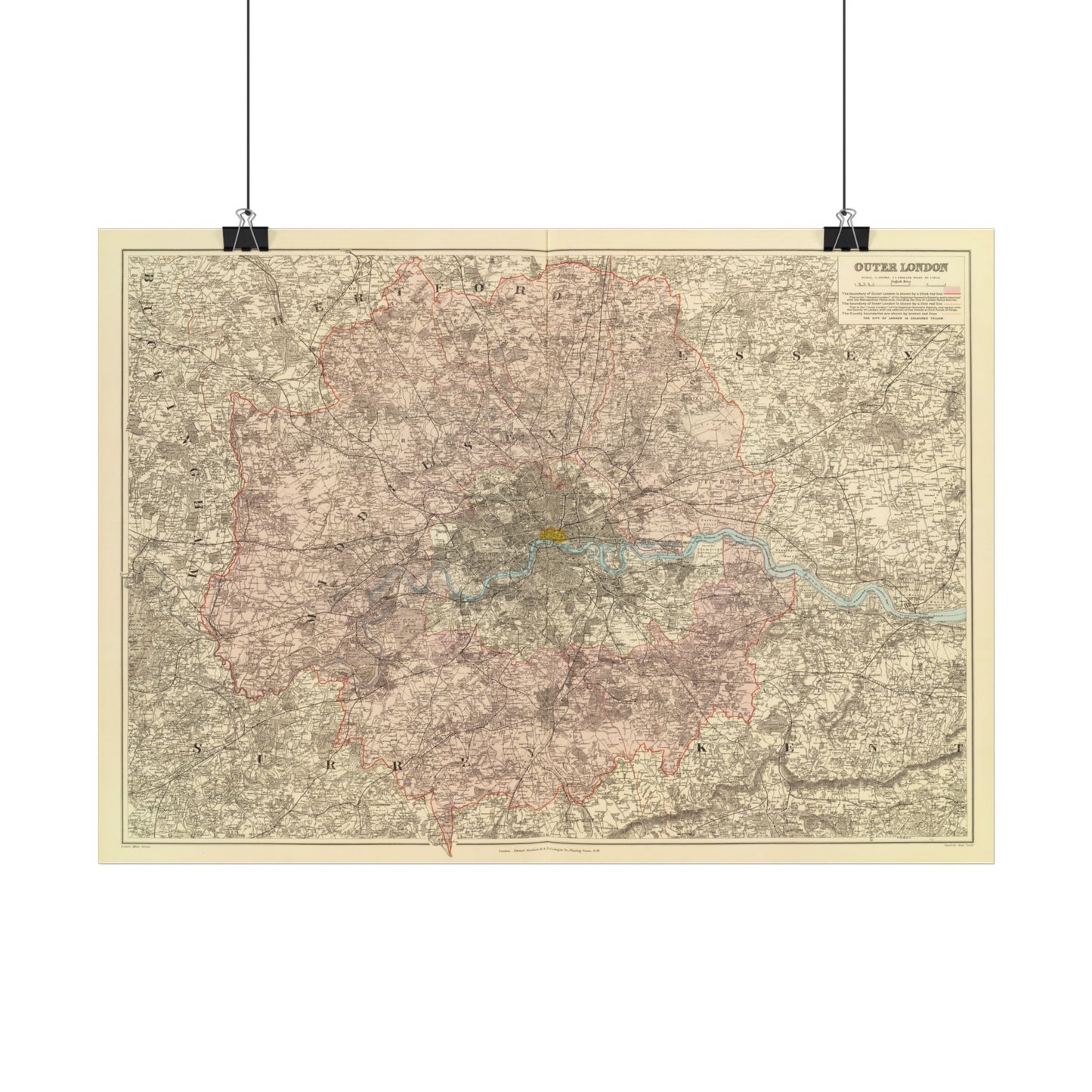 Antique Map of London (1901) — Edward Stanford, Outer London, Charing Cross Edition