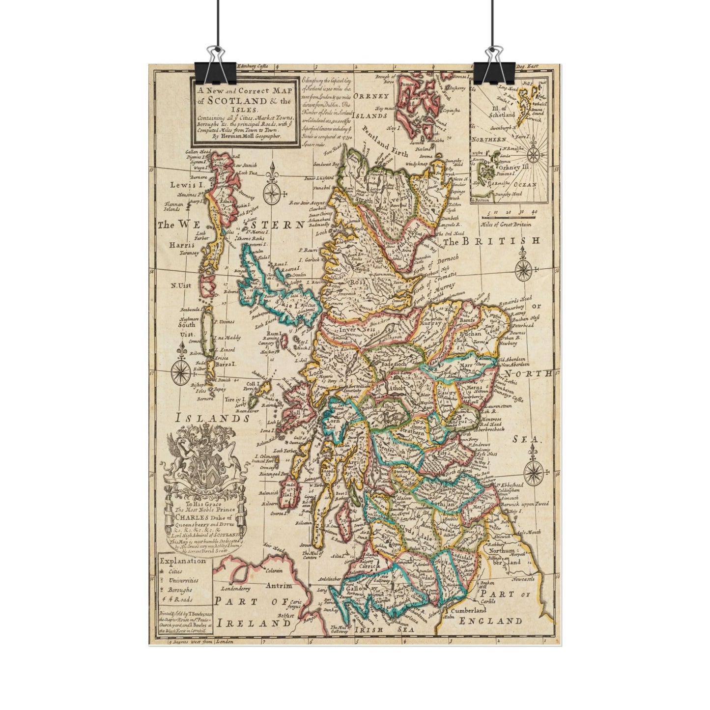 Antique Map of Scotland and the Isles (1732) — Herman Moll, London, Bowles Edition