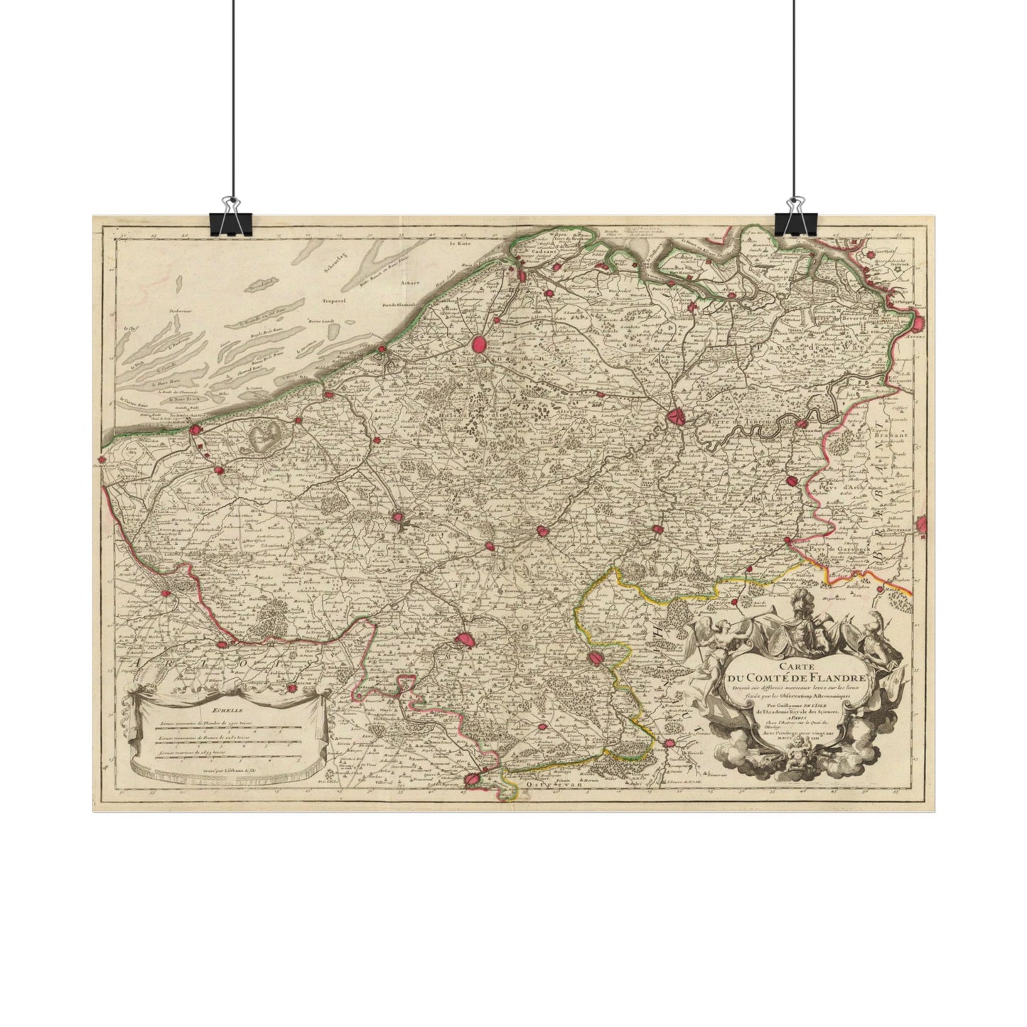 Antique Map of Flanders (1704) — Guillaume de L’Isle, Paris, Comté de Flandre