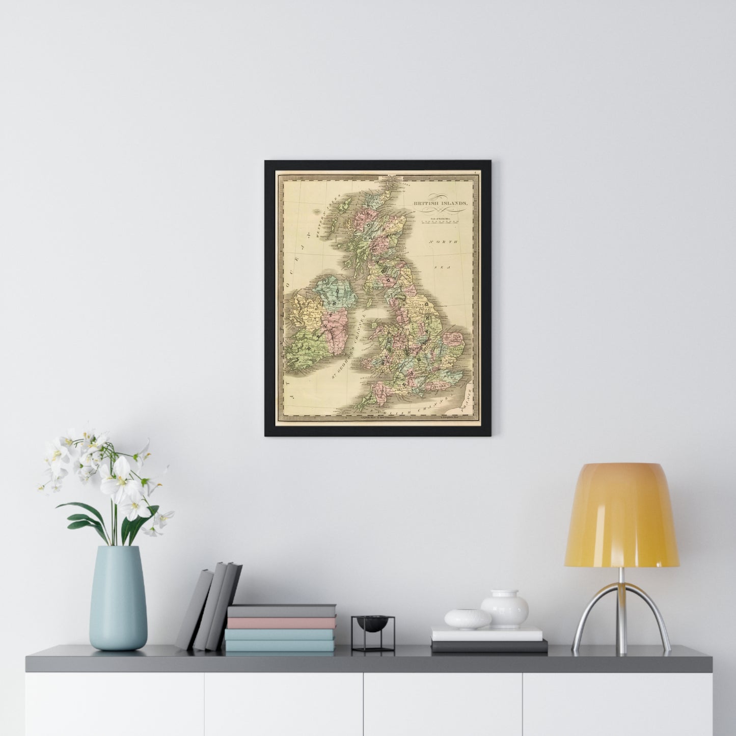 British Islands - 19th Century Map (Premium Wood Frame)