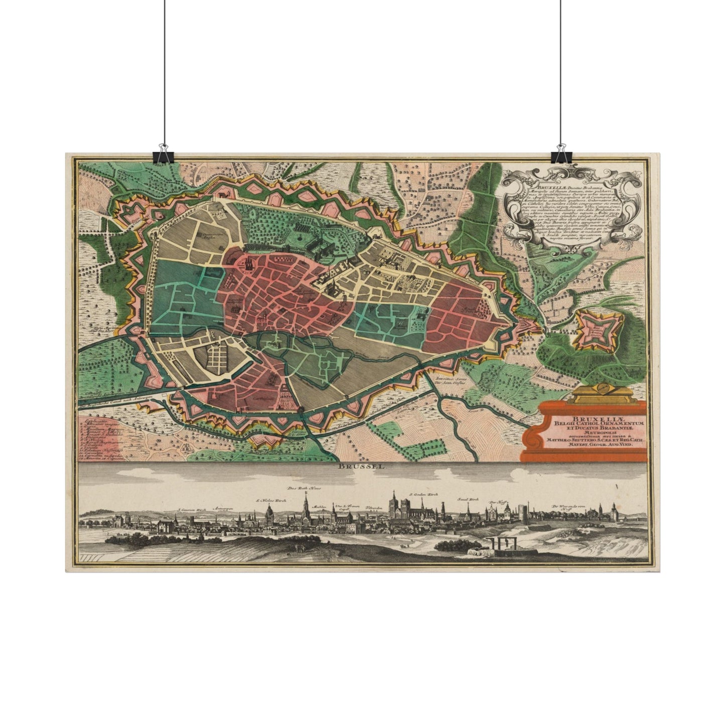 Antique Map of Brussels (1735) — Matthaeus Seutter, Bruxellae Belgii Caput et Ducatus Brabantiae