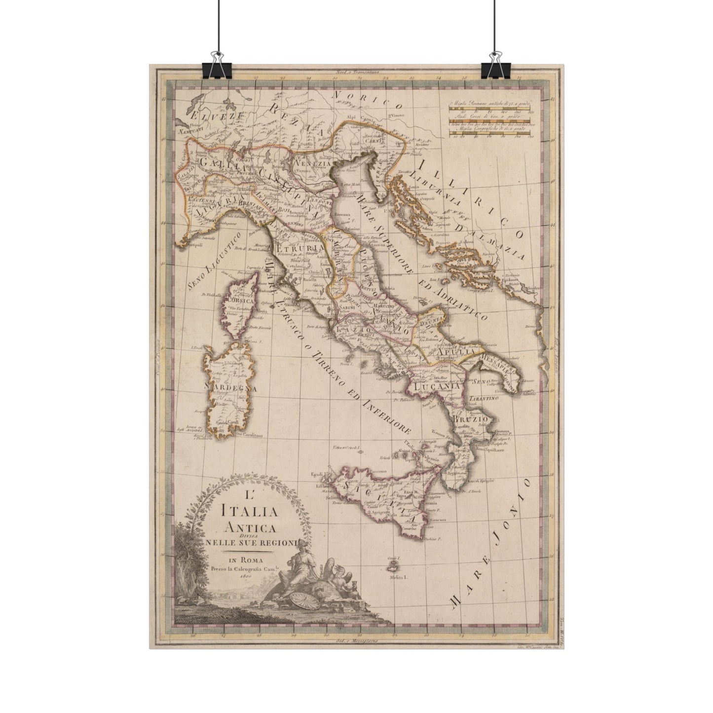 Antique Map of Ancient Italy (1800) — Giovanni Maria Cassini, L’Italia Antica divisa nelle sue Regioni