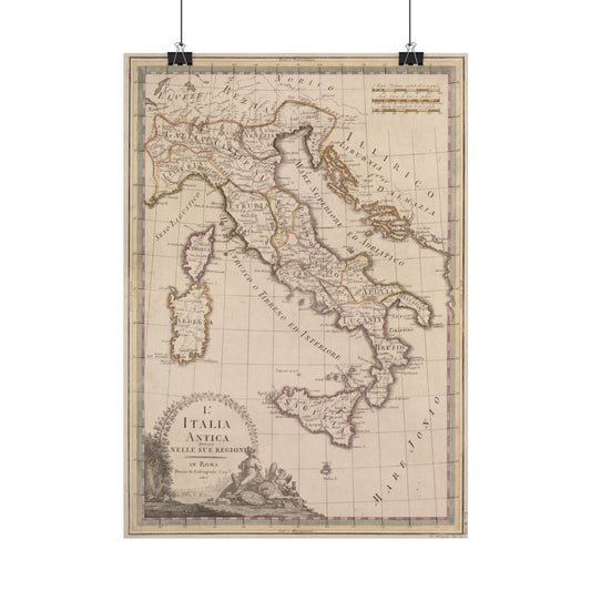 Antique Map of Ancient Italy (1800) — Giovanni Maria Cassini, L’Italia Antica divisa nelle sue Regioni