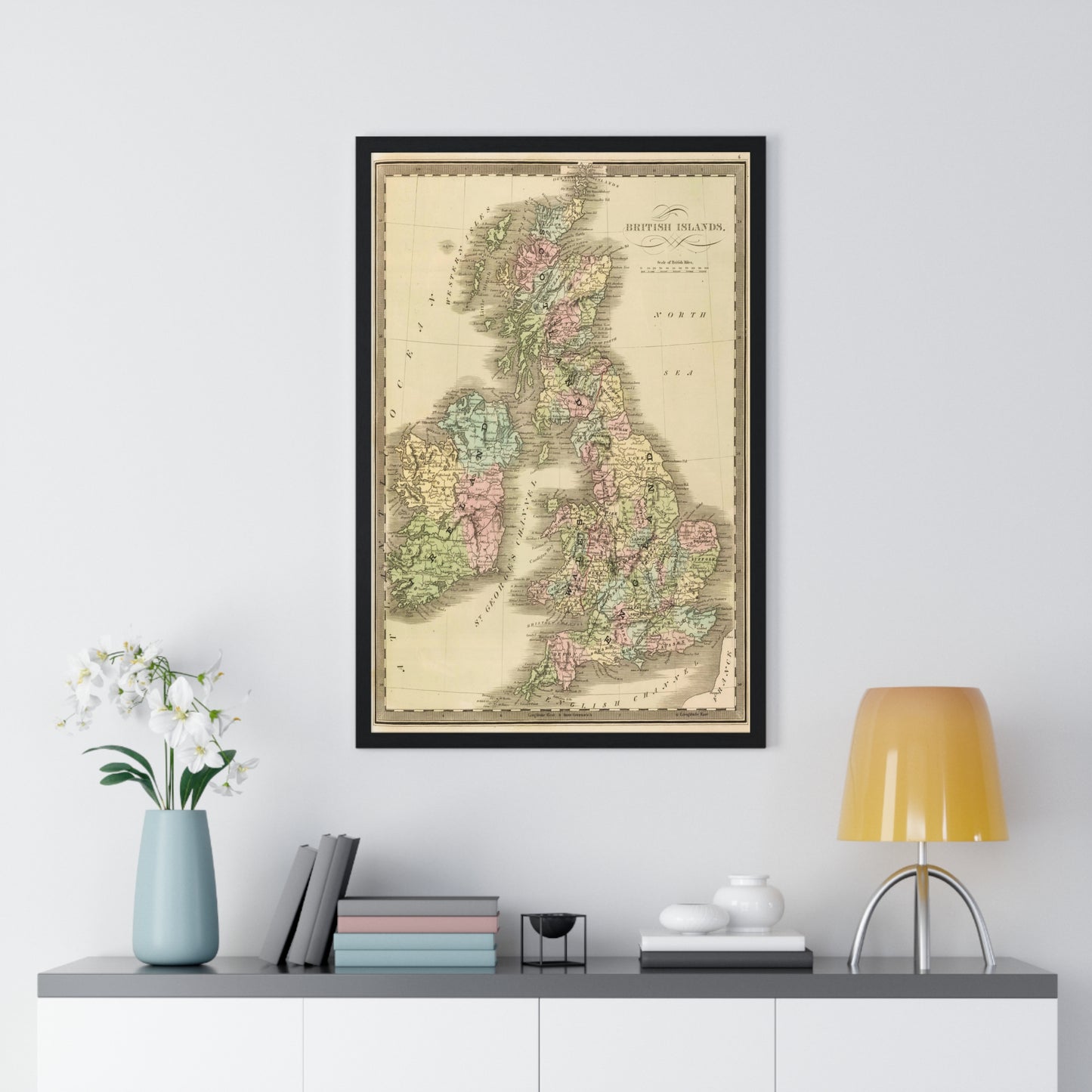 British Islands - 19th Century Map (Premium Wood Frame)