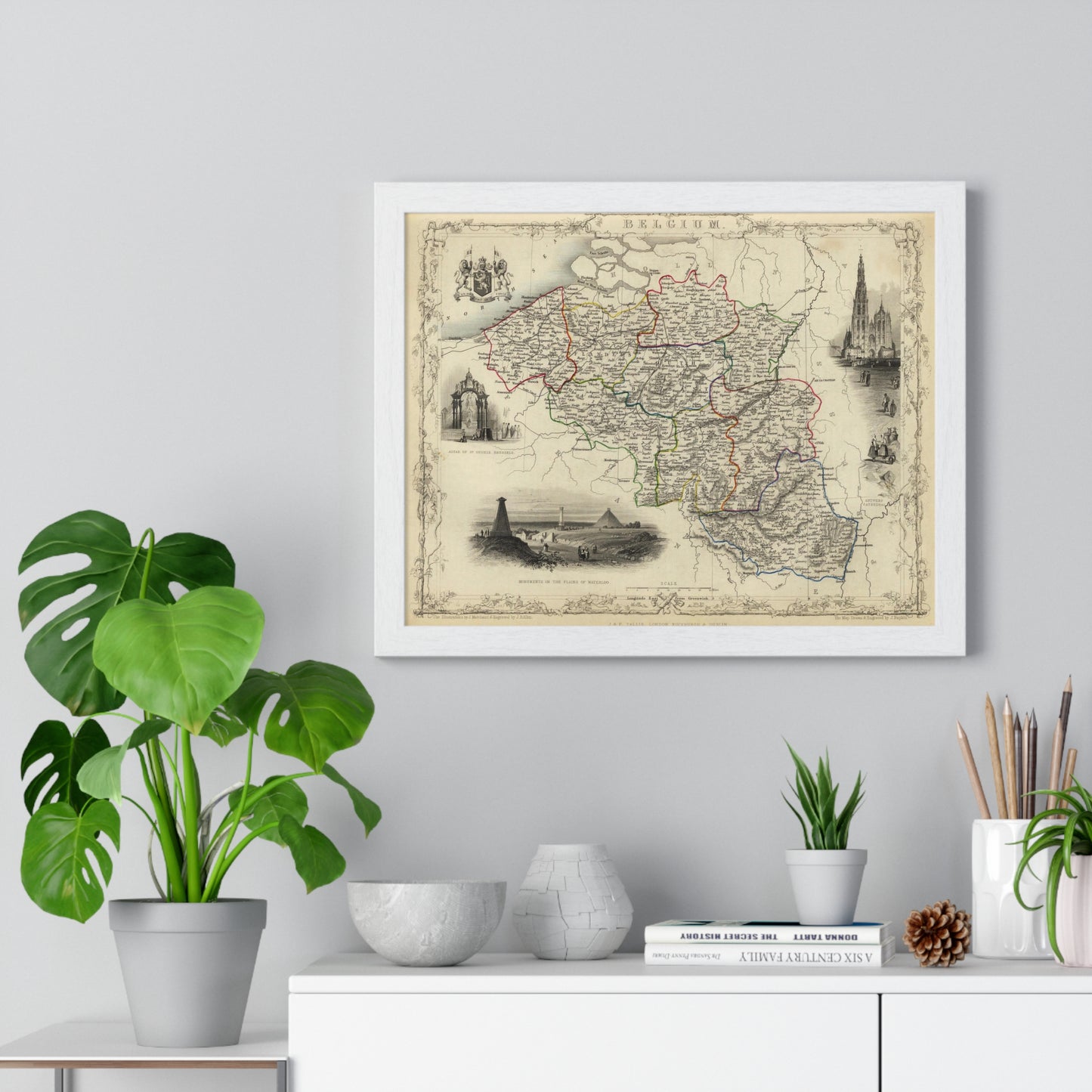 Belgium - 19th Century Map (Premium Wood Frame)