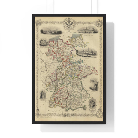 Germany - 1851 Map (Premium Wood Frame)