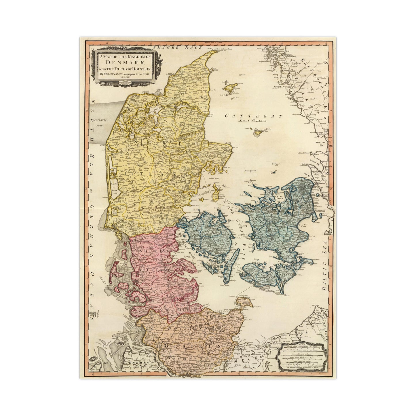Denmark - 18th Century Map (Museum Paper Print)