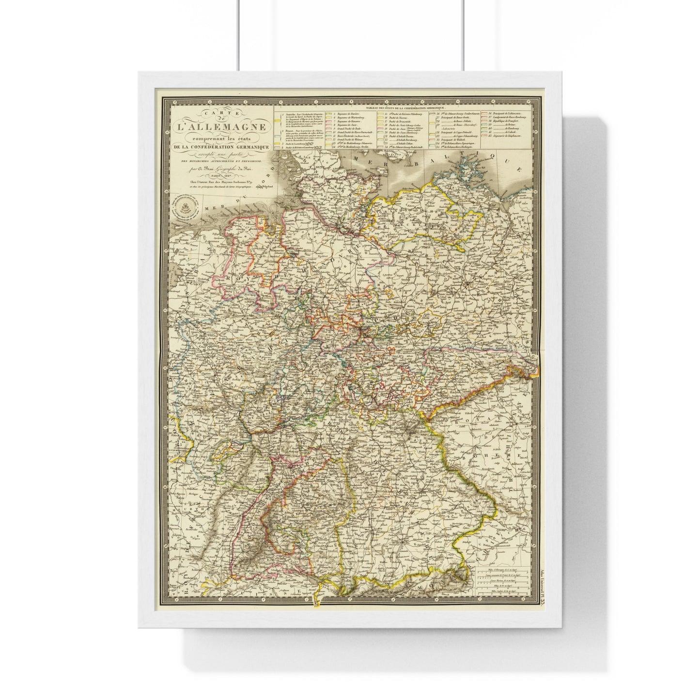 Germany - 1827 Map (Premium Wood Frame)