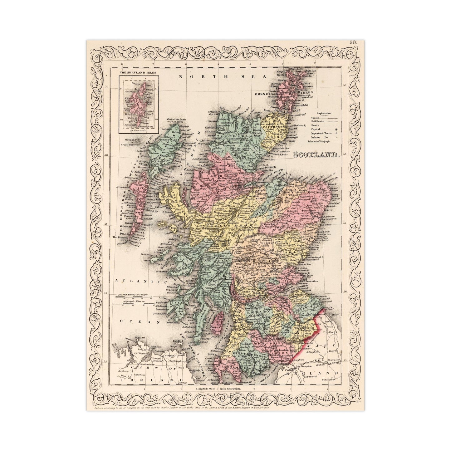 Scotland - 1859 Map (Museum Paper Print)