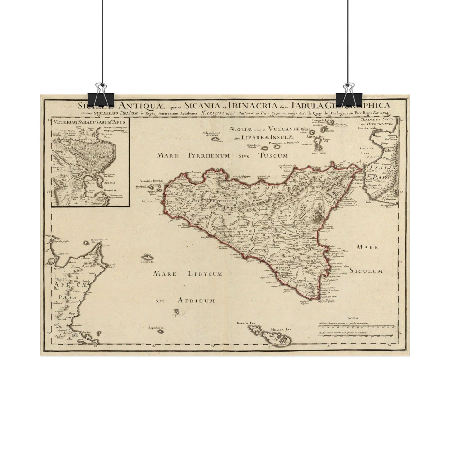 Antique Map of Ancient Sicily (1714) — Guillaume de L’Isle, Siciliae Antiquae, Paris