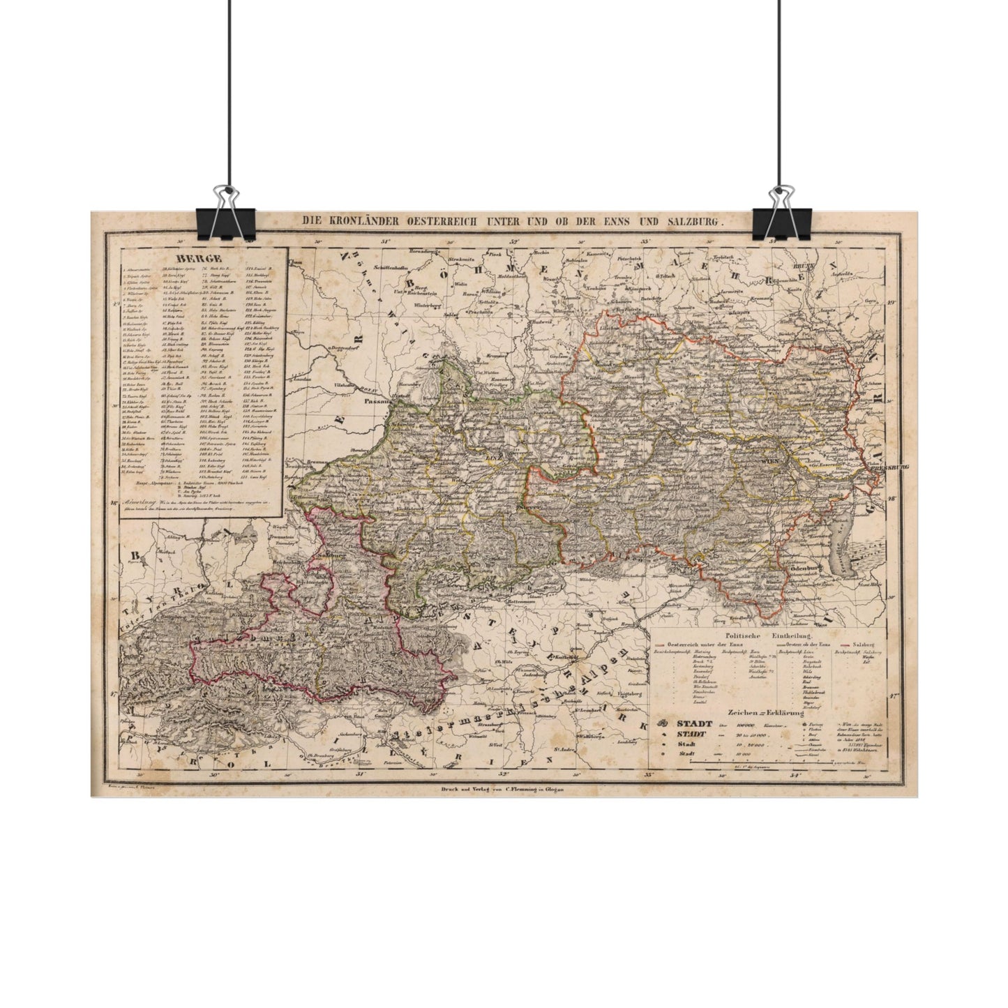 Antique Map of Austria (1855) — Crown Lands of the Habsburg Empire by Carl Flemming