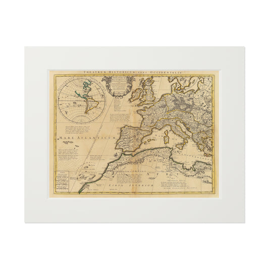 European Continent - 18th Century Map (Passepartout Paper Frame)