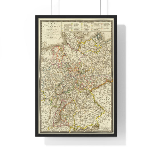 Germany - 1827 Map (Premium Wood Frame)