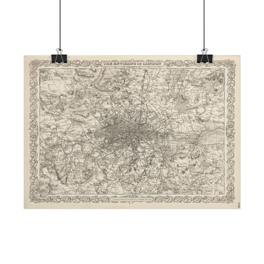 Antique Map of London (1886) — G.W. Colton, The Environs of London, New York Edition