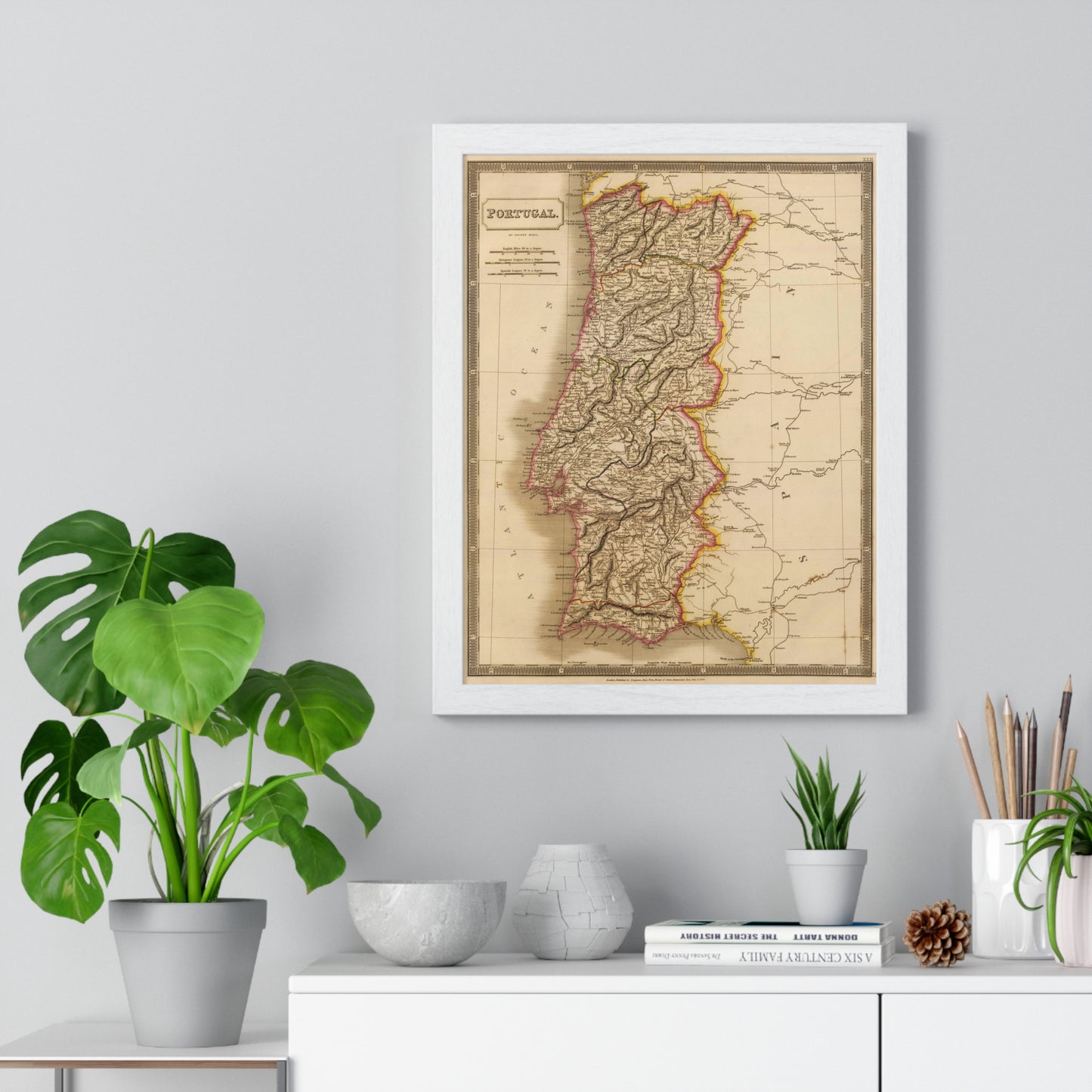 Portugal - 19th Century Map (Premium Wood Frame)