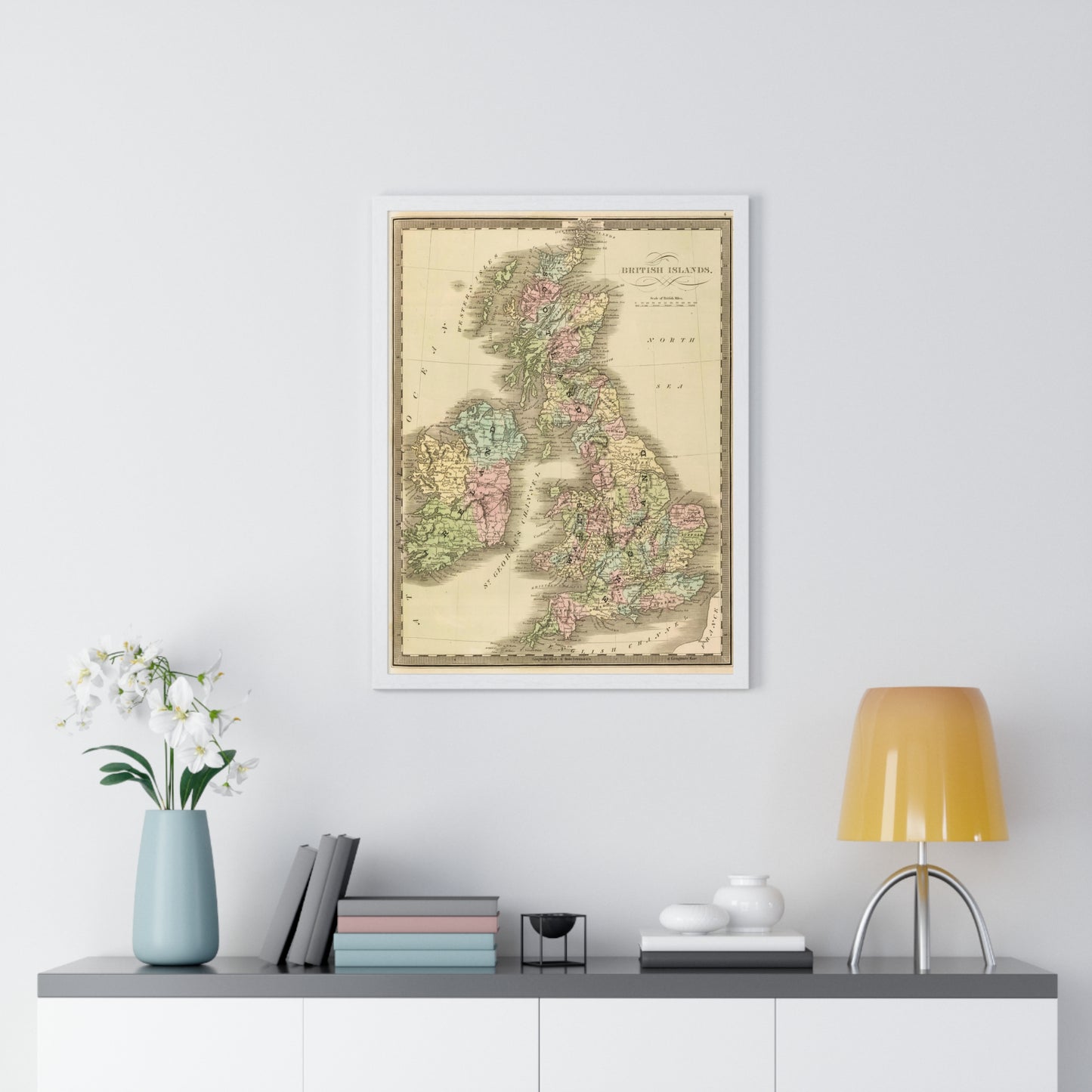 British Islands - 19th Century Map (Premium Wood Frame)