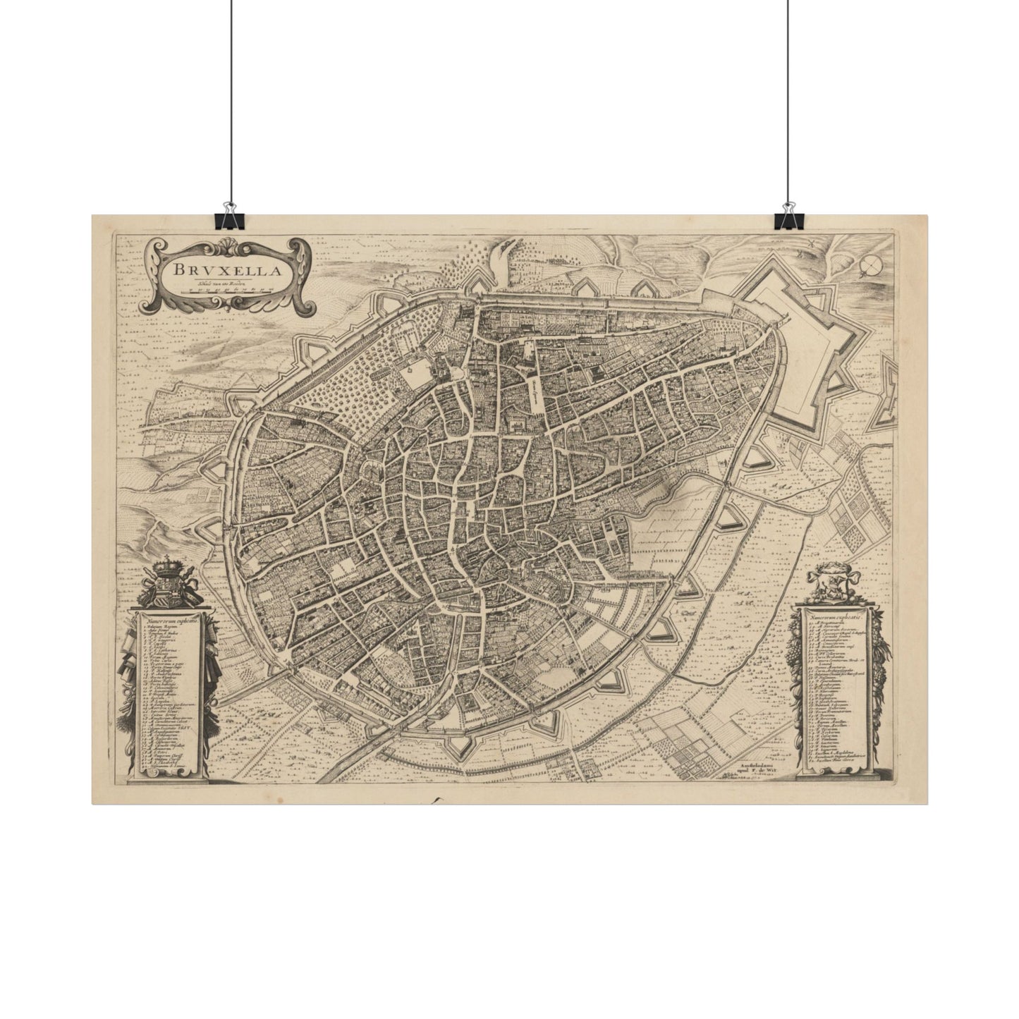 Antique Map of Brussels (1690) — Frederik de Wit, Brvxella City Plan