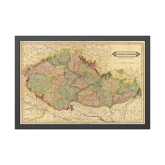 Antique Map of Bohemia and Moravia (1831) — (Framed Print) Provinces of Austria by Daniel Lizars
