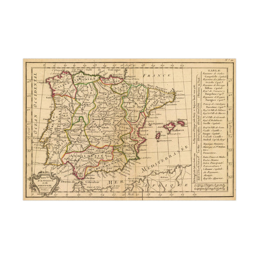 Spain & Portugal - 1800 Map (Museum Paper Print)