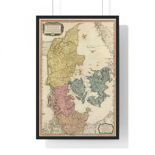 Denmark - 18th Century Map (Premium Wood Frame)