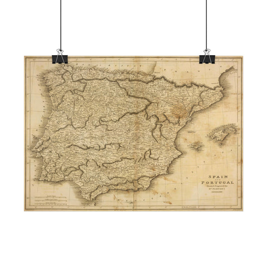 Antique Map of Spain & Portugal (1814) — James Playfair, A New General Atlas, Edinburgh
