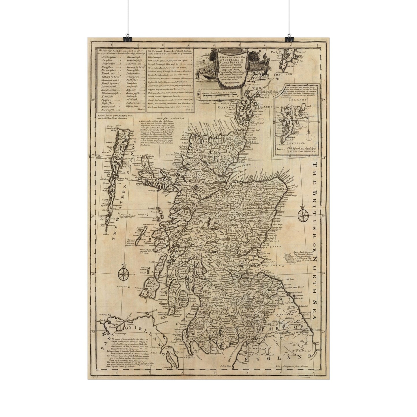 Antique Map of Scotland (1747) — Emanuel Bowen, A Complete System of Geography, London