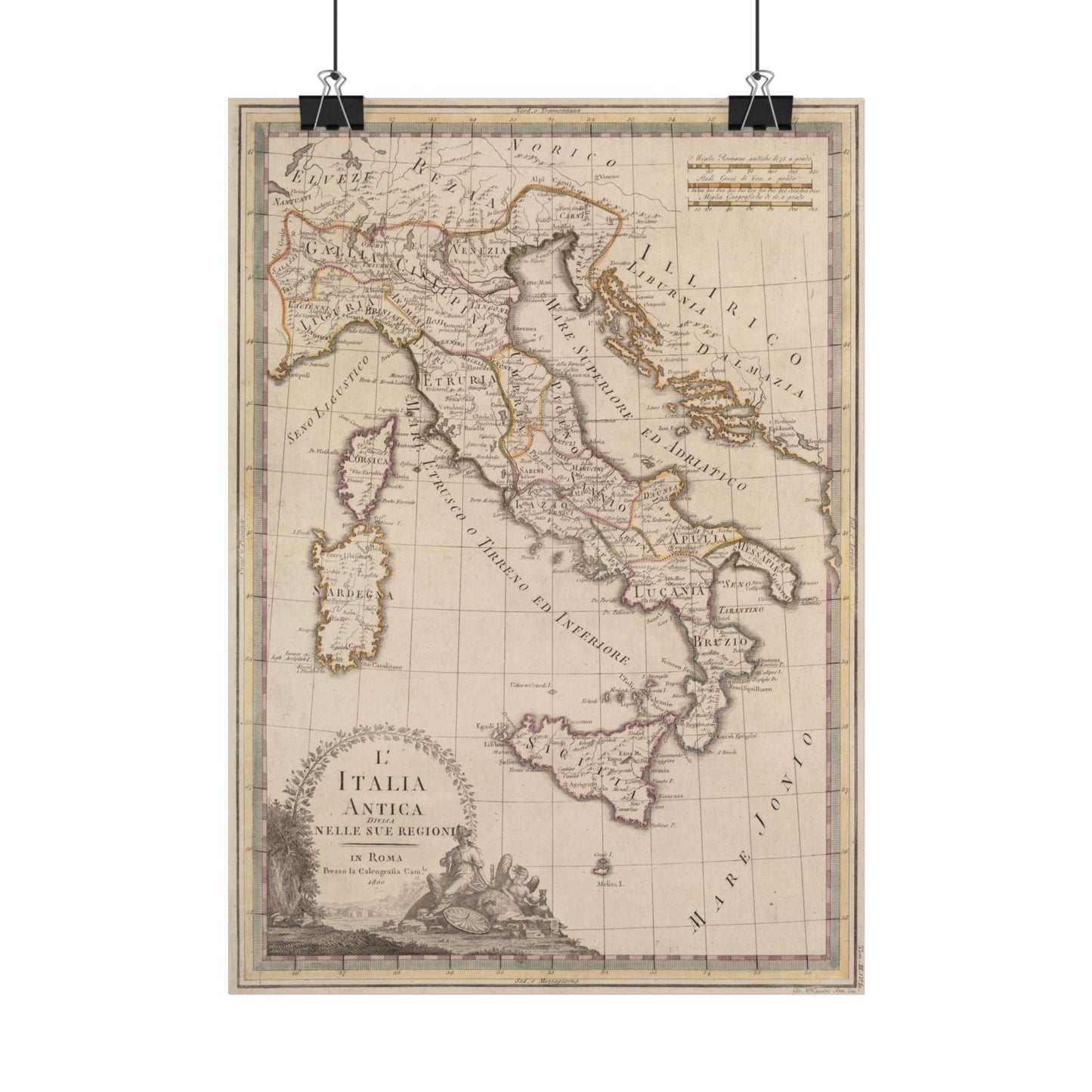 Antique Map of Ancient Italy (1800) — Giovanni Maria Cassini, L’Italia Antica divisa nelle sue Regioni