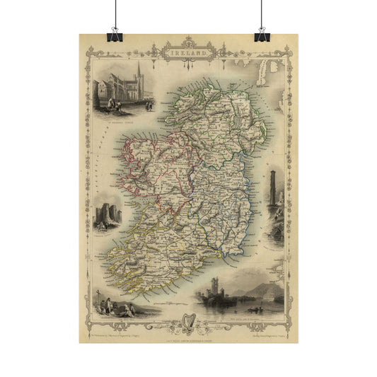 Antique Map of Ireland (1851) — Illustrated Atlas by J. & F. Tallis and R. Montgomery Martin
