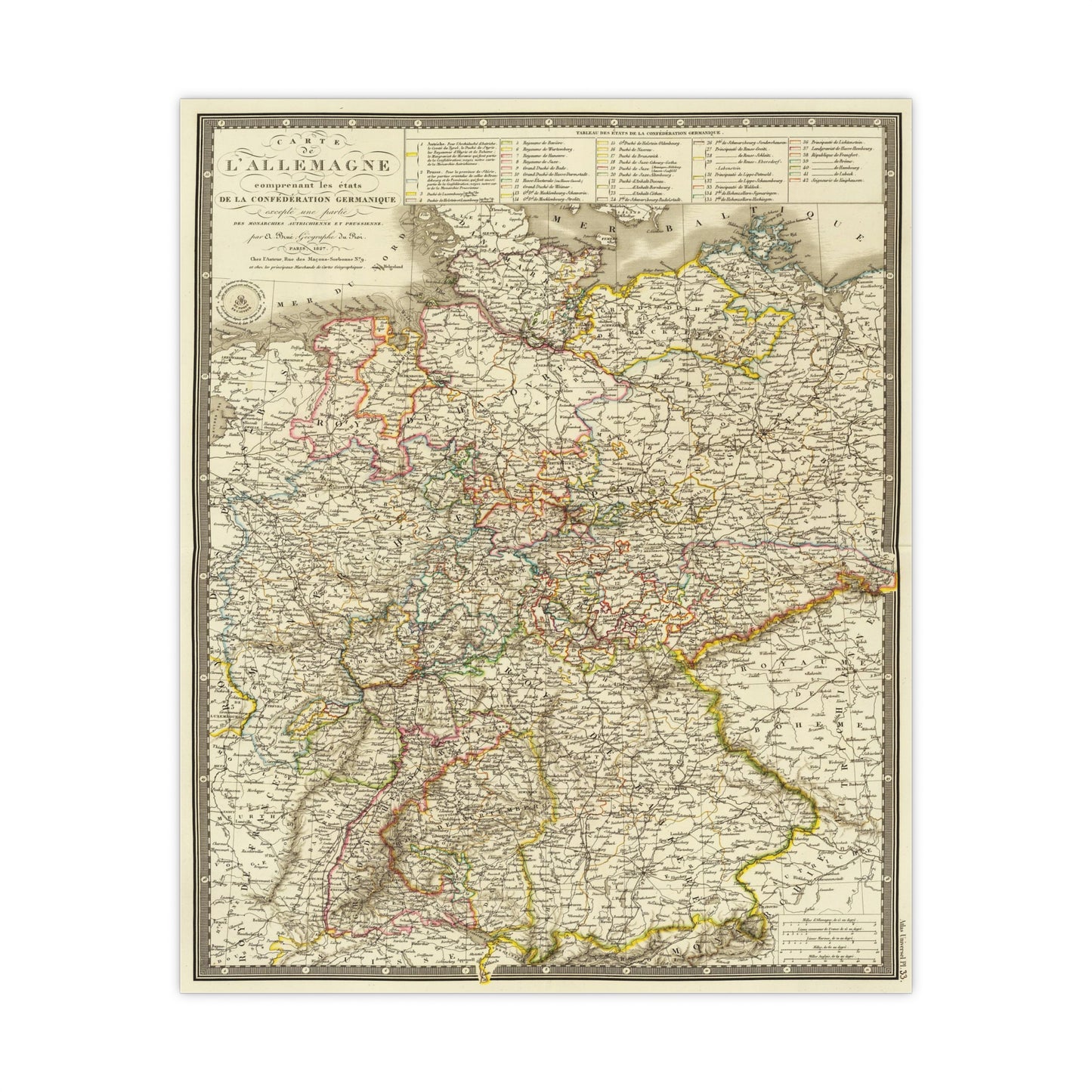 Germany - 1827 Map (Museum Paper Print)