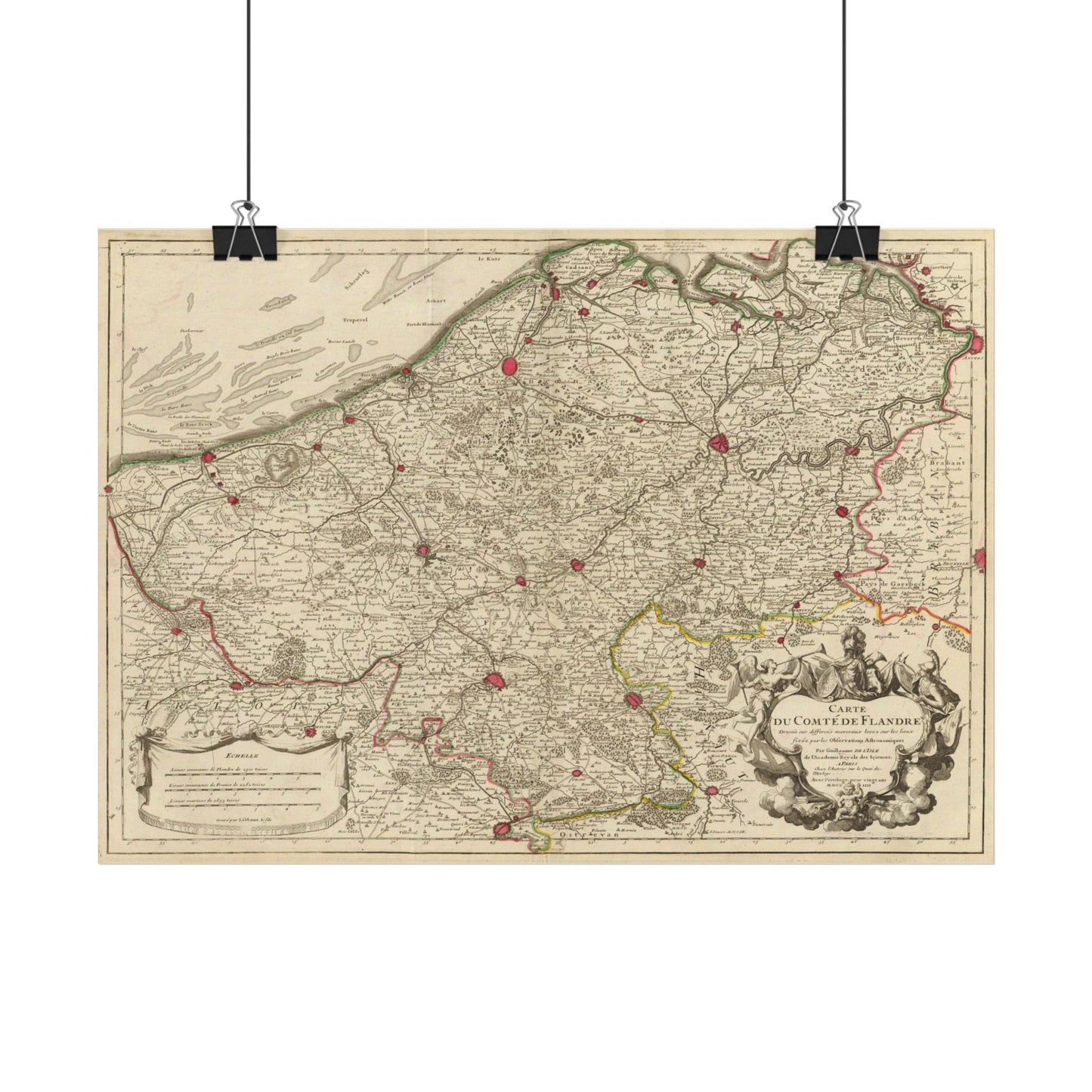 Antique Map of Flanders (1704) — Guillaume de L’Isle, Paris, Comté de Flandre