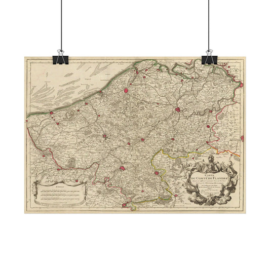Antique Map of Flanders (1704) — Guillaume de L’Isle, Paris, Comté de Flandre