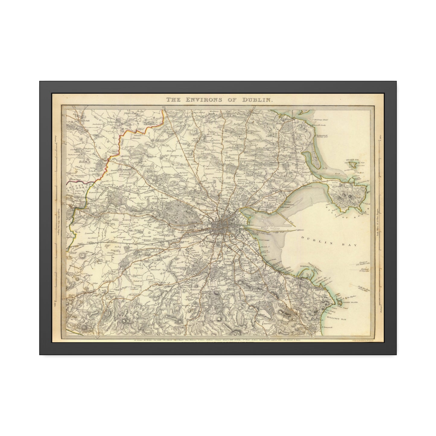 Antique Map of Dublin, Ireland (1837) — Premium Framed Restored Historical City Print