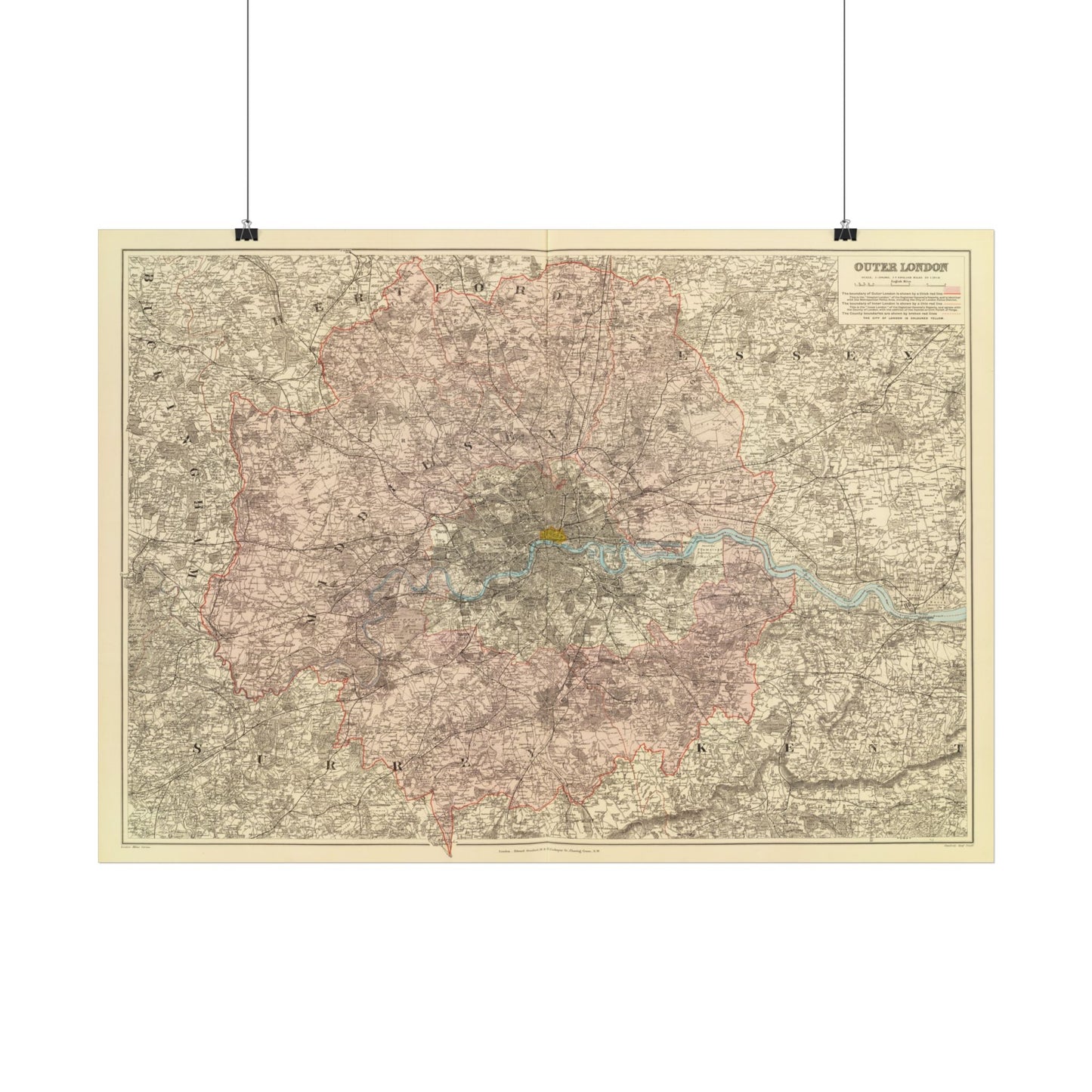 Antique Map of London (1901) — Edward Stanford, Outer London, Charing Cross Edition