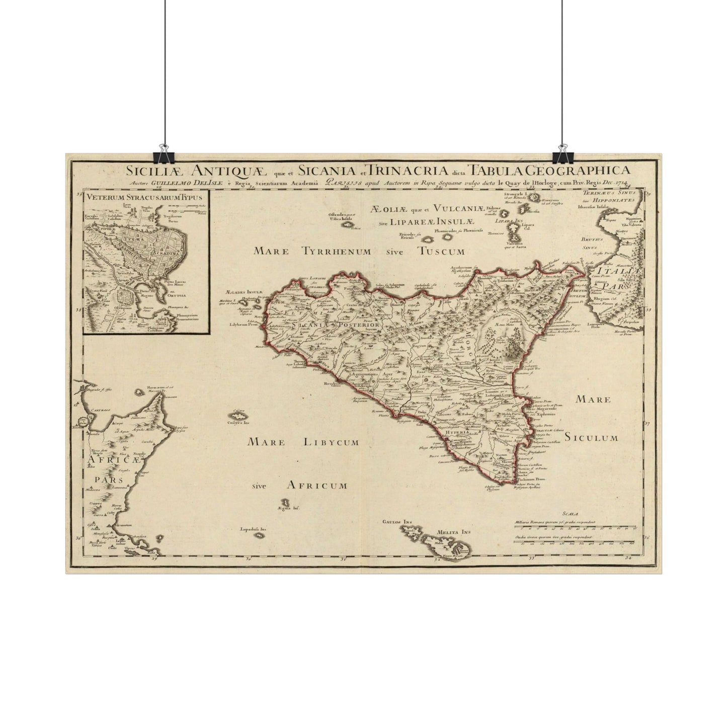 Antique Map of Ancient Sicily (1714) — Guillaume de L’Isle, Siciliae Antiquae, Paris