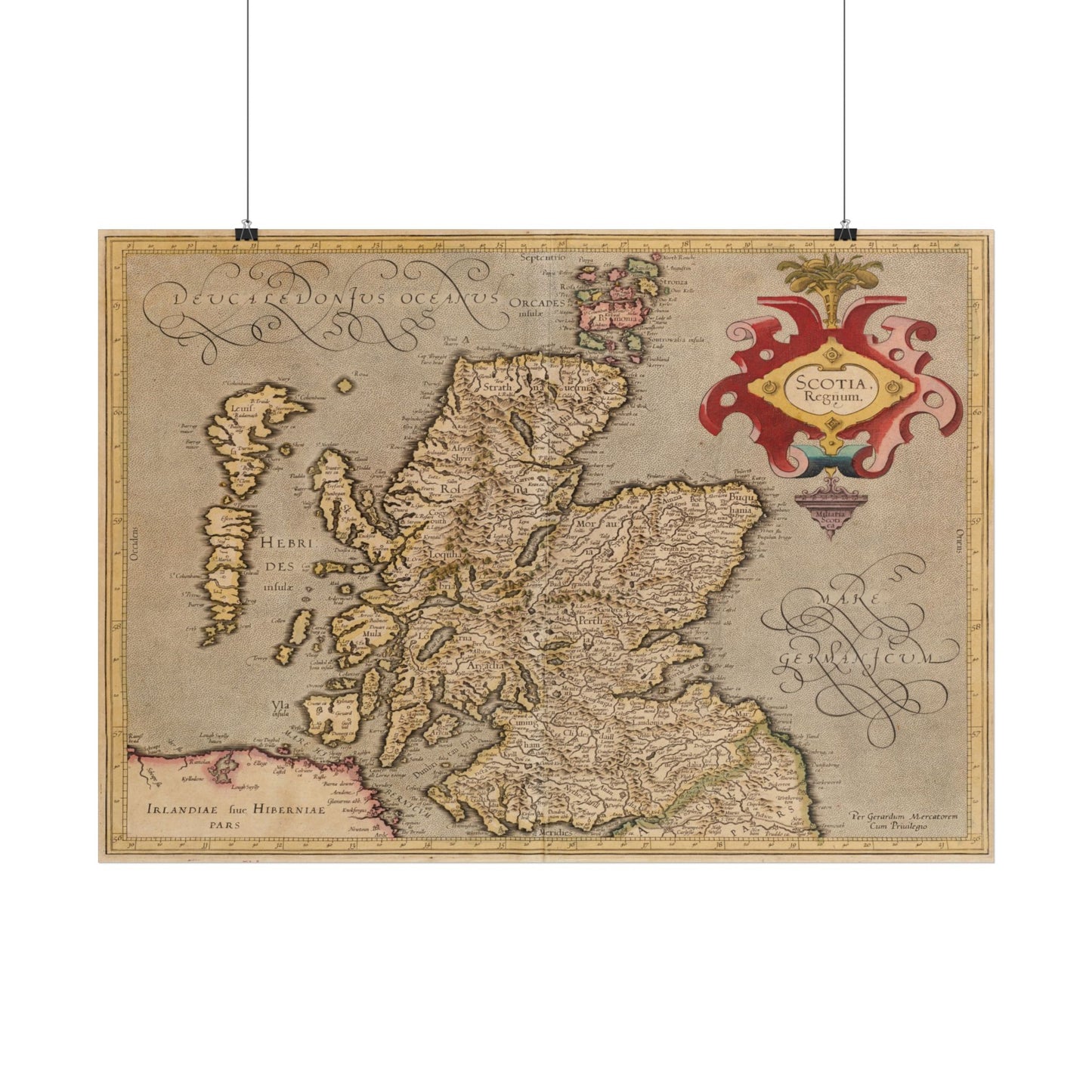 Antique Map of Scotland (1628) — Gerardus Mercator, Scotia Regnum, Early 17th Century