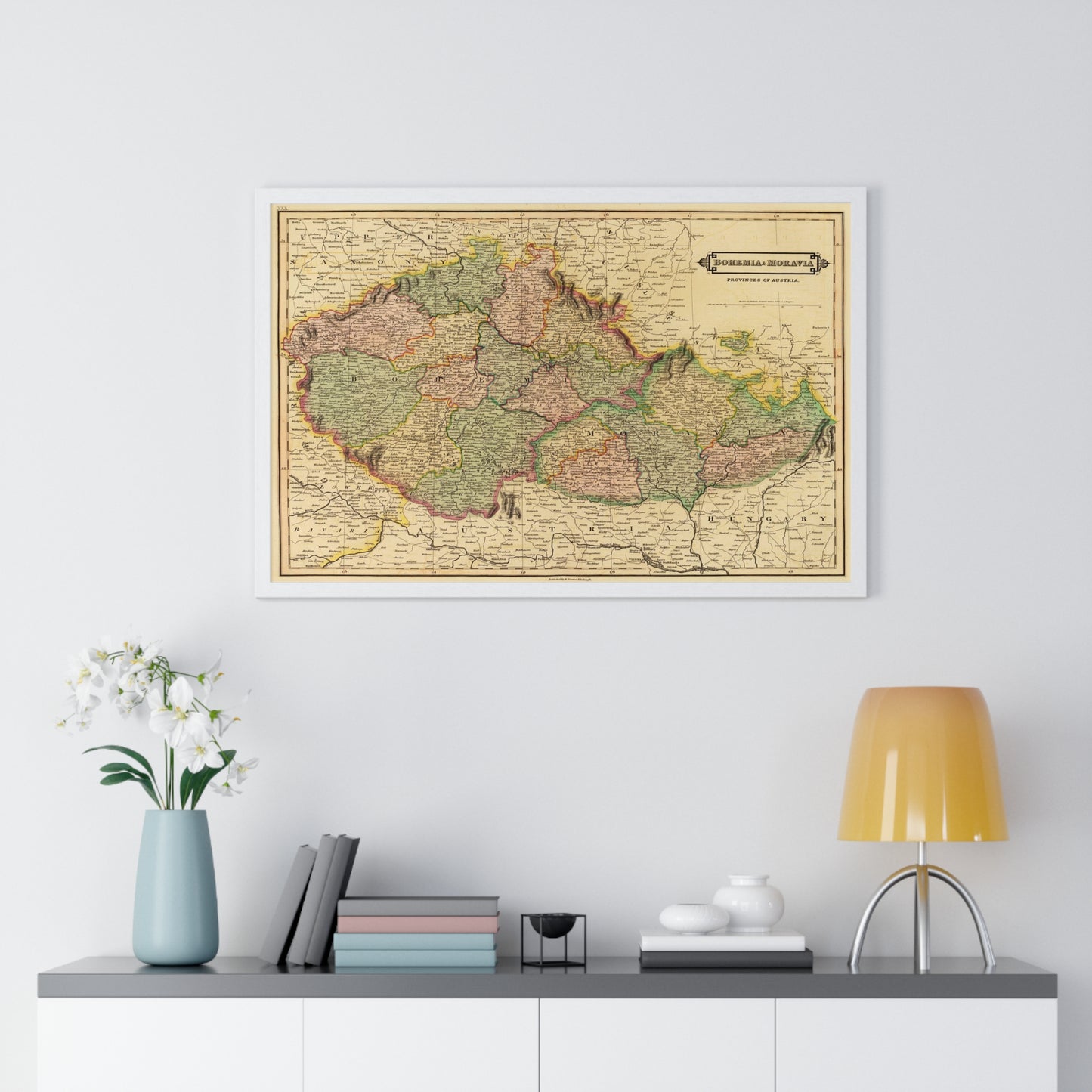 Bohemia & Moravia - 19th Century Map (Premium Wood Frame)