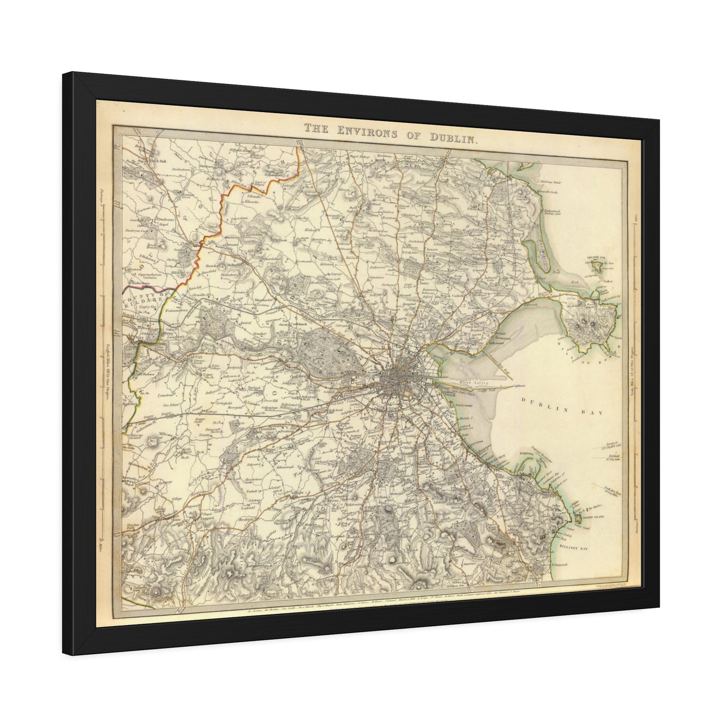 Antique Map of Dublin, Ireland (1837) — Premium Framed Restored Historical City Print
