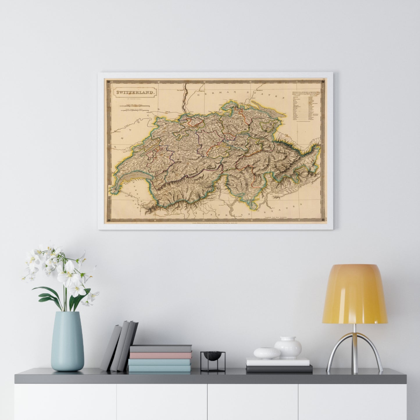 Switzerland - 19th Century Map (Premium Wood Frame)