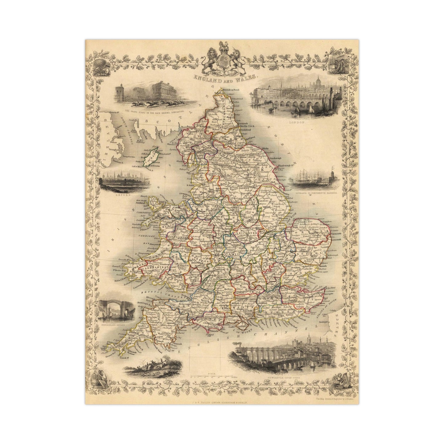 England & Wales - 19th Century Map (Museum Paper Print)